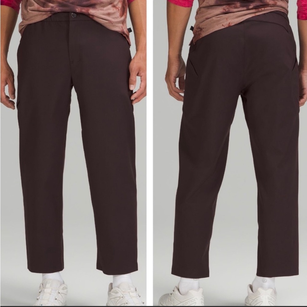 LULULEMON LAB WOOL BLEND PANT SHORTER LENGTH PELT BROWN PURPLE 26”